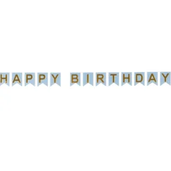 Happy Birthday Vimpelguirlande Lyseblå