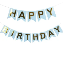 Happy Birthday Vimpelguirlande Lyseblå