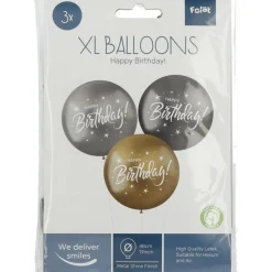 Happy Birthday XL Latexballoner Metallisk Mix