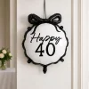 Happy 40 Folieballon Sort/Hvid