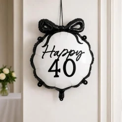 Happy 40 Folieballon Sort/Hvid
