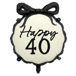 Happy 40 Folieballon Sort/Hvid