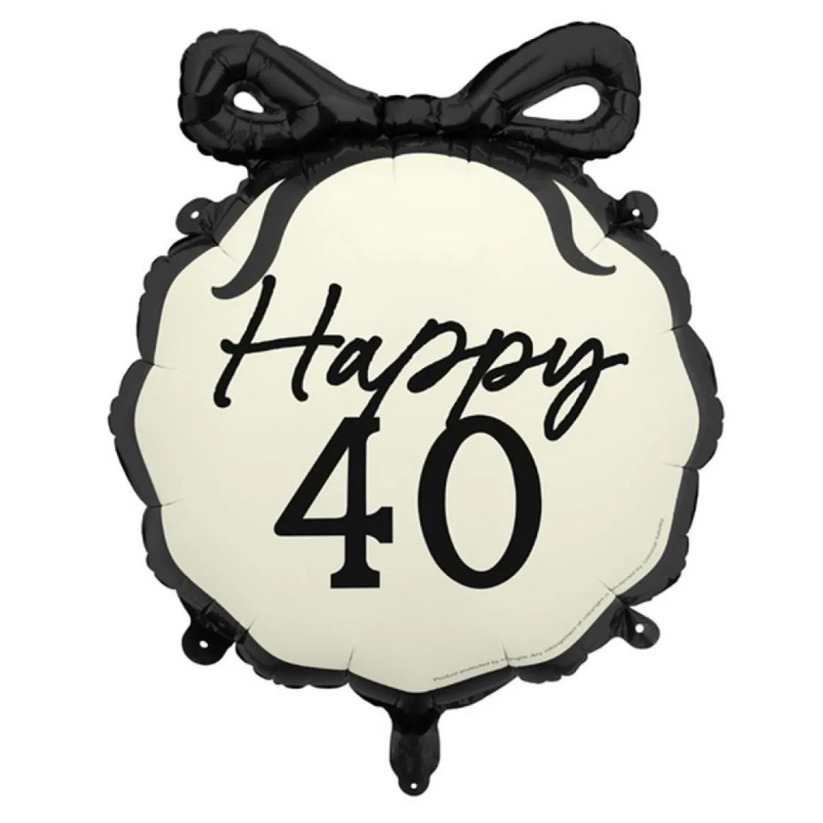 Happy 40 Folieballon Sort/Hvid