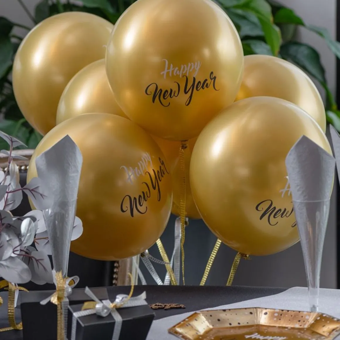 Happy New Year Balloner Guld