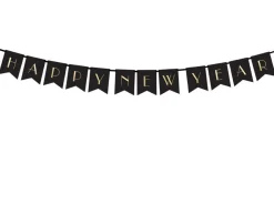 Happy New Year Flagguirlande Sort/Guld