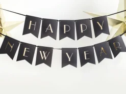 Happy New Year Flagguirlande Sort/Guld