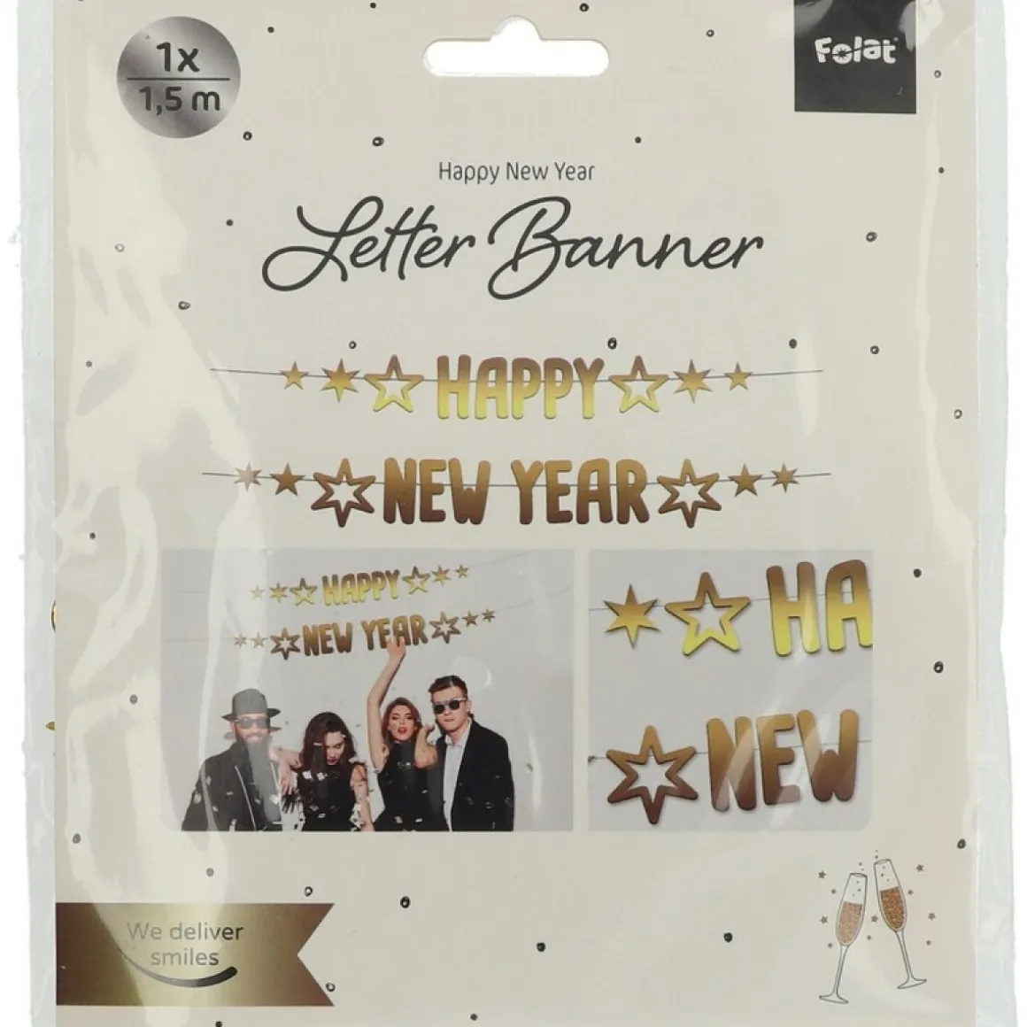 Happy New Year Guirlande Guld