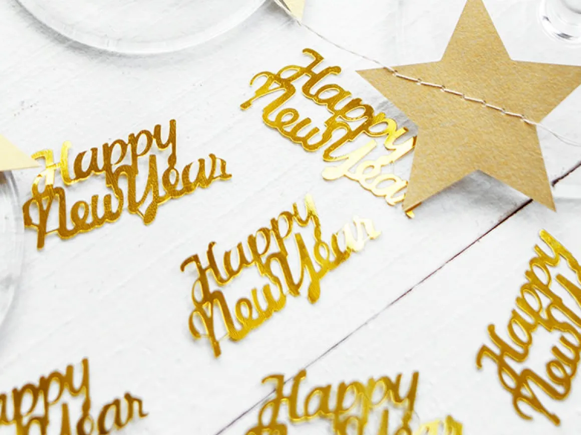 Happy New Year Konfetti Guld