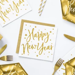 Happy New Year Servietter Guld