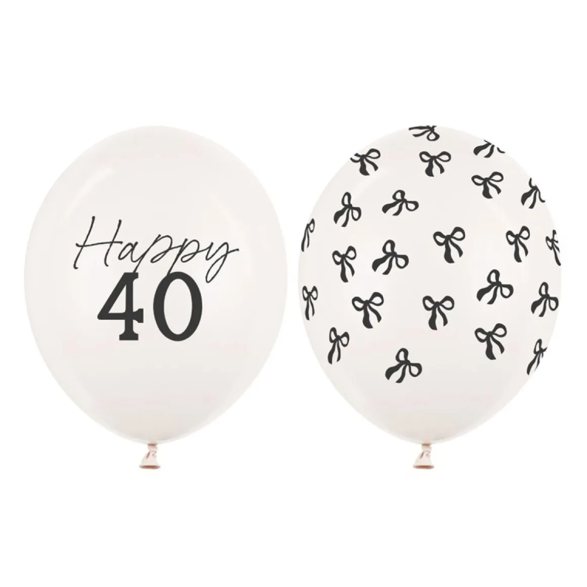 Happy 40 Års Fødselsdag Latexballoner Off-White, 50-pak