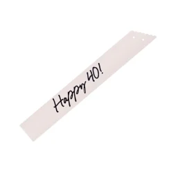 Happy 40 Skråbånd Creme/Sort
