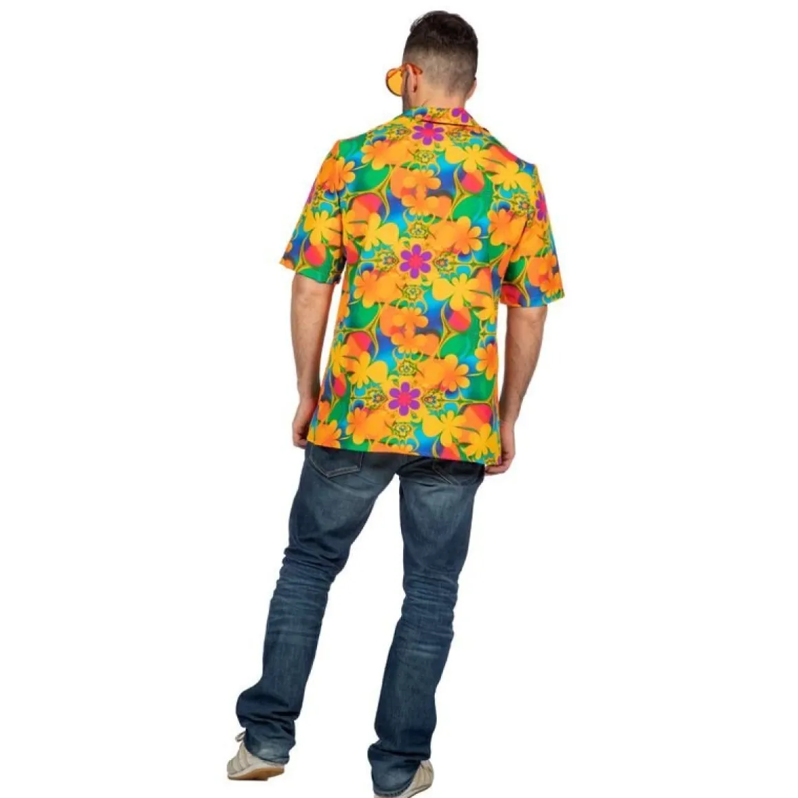 Hawaiiblomst Skjorte Orange/Grøn