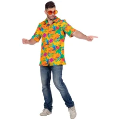 Hawaiiblomst Skjorte Orange/Grøn