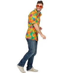 Hawaiiblomst Skjorte Orange/Grøn