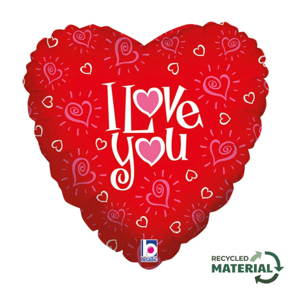 Hjerte I Love You Folieballon Rød