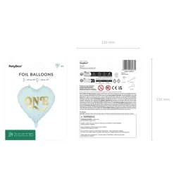 Hjerte One Folieballon Lyseblå