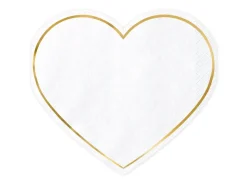Hjerte Servietter Hvid/Guld