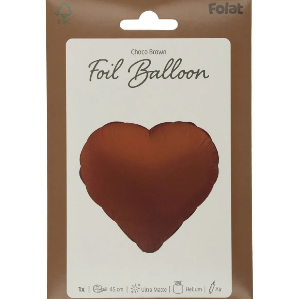 Hjerteformet Folieballon Chokoladebrun