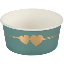 Hjerte Papbægre Celadon/Guld