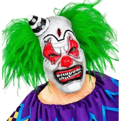 Horror Klovnemaske Med Grønt Hår