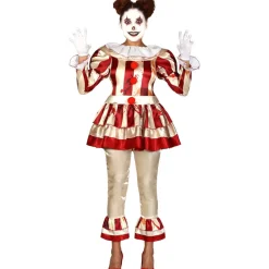 Horror Klovn Kjole Kostume Rød/Hvid