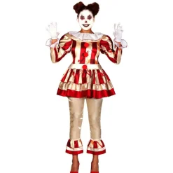 Horror Klovn Kjole Kostume Rød/Hvid