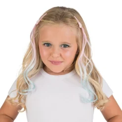 Hårclips Extensions Lyserød/Lyseblå