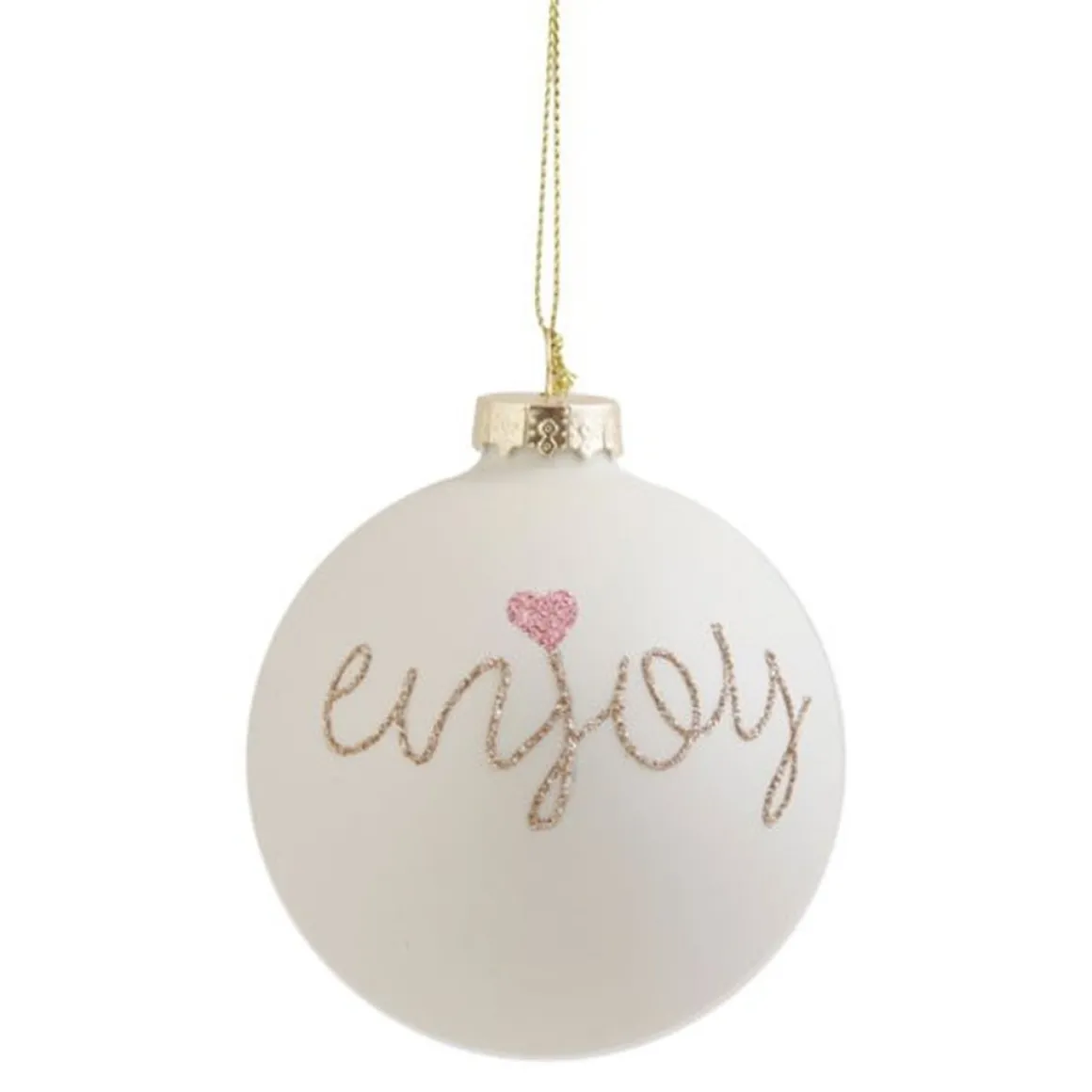 Hvid Julekugle Med Glitter