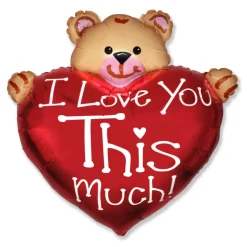 I Love You Bamse Folieballon Rød