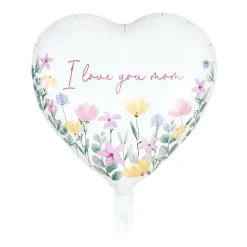 I Love You Mom Hjerte Folieballon Hvid