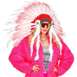 Indianer Fjerhovedpynt Pink