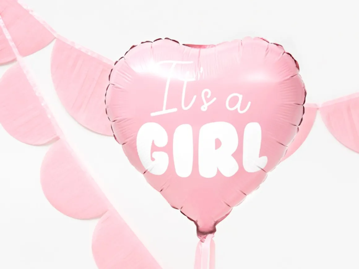 It's A Girl Hjerte Folieballon