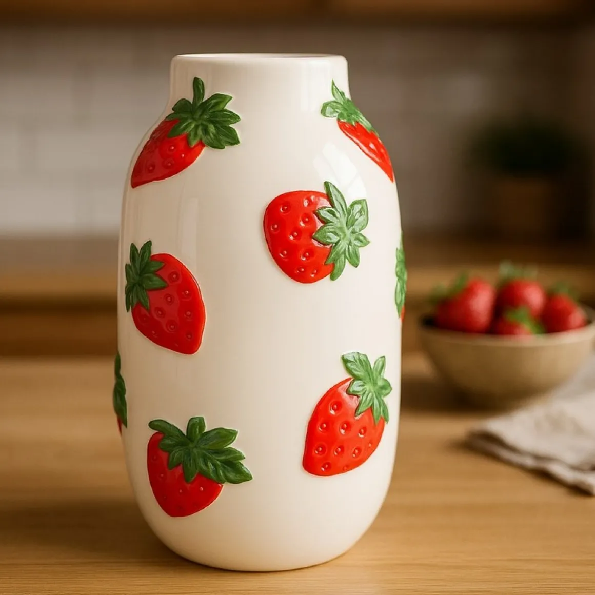 Jordbær Vase Hvid