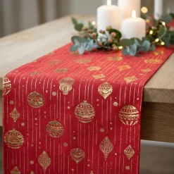 Julekugler Bordløber Rød/Guld