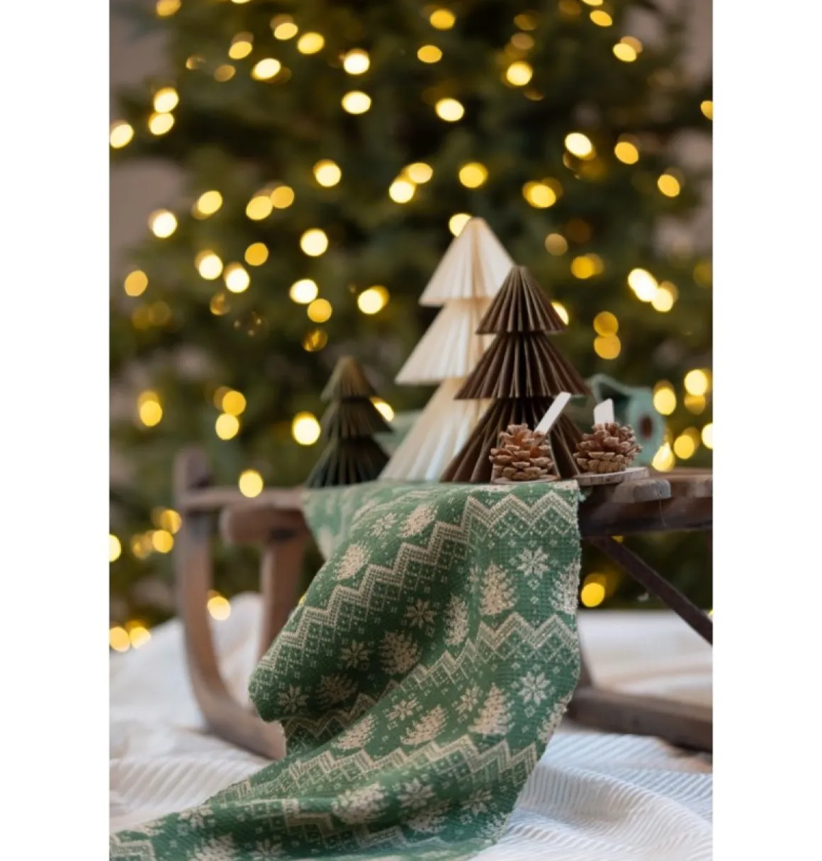 Julemotiv Bordløber Olivengrøn