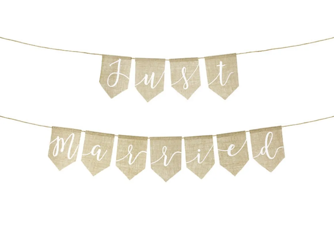 Just Married Jute Flagguirlande