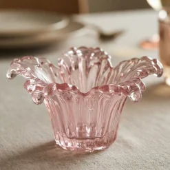 Åkande Glas Lysestage Lyserød