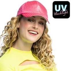 Kasket Med Pailletter Neon Pink
