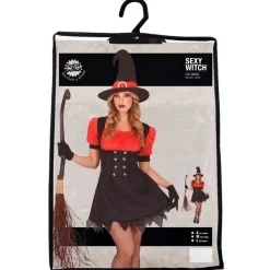 Klassisk Heks Kostume Rød/Sort