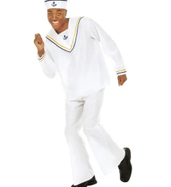 Klassisk Matros Kostume Hvid