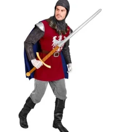 Klassisk Ridder Kostume Rød/Blå