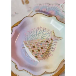 Koral Paptallerkener Pastel/Guld
