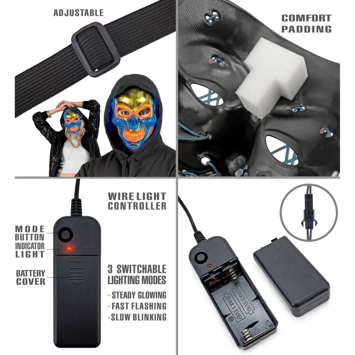 Kranie LED Maske Blå