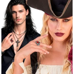 Kranie Ring Med Rød Sten