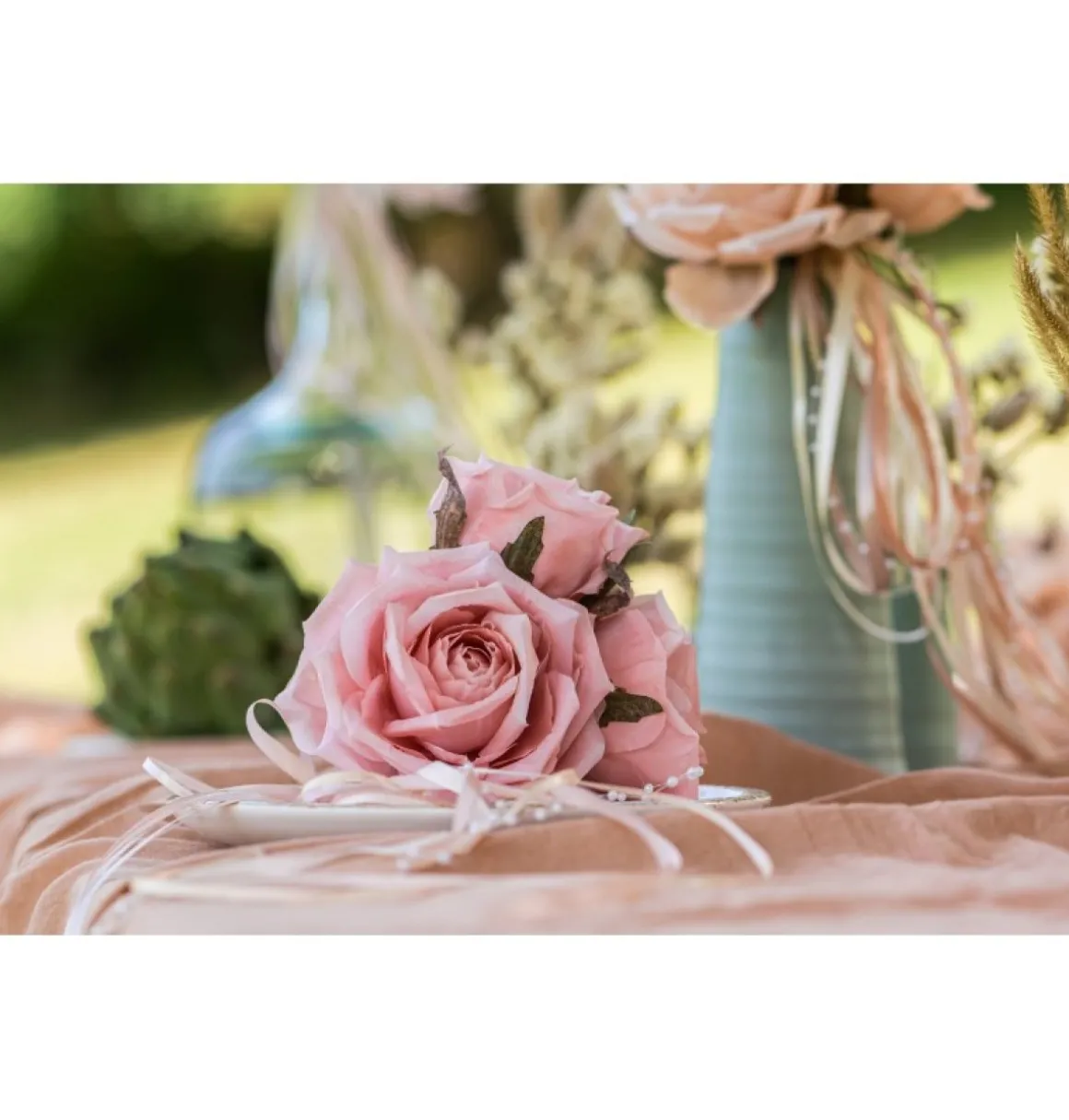 Kunstig Rosebuket Pudderrosa