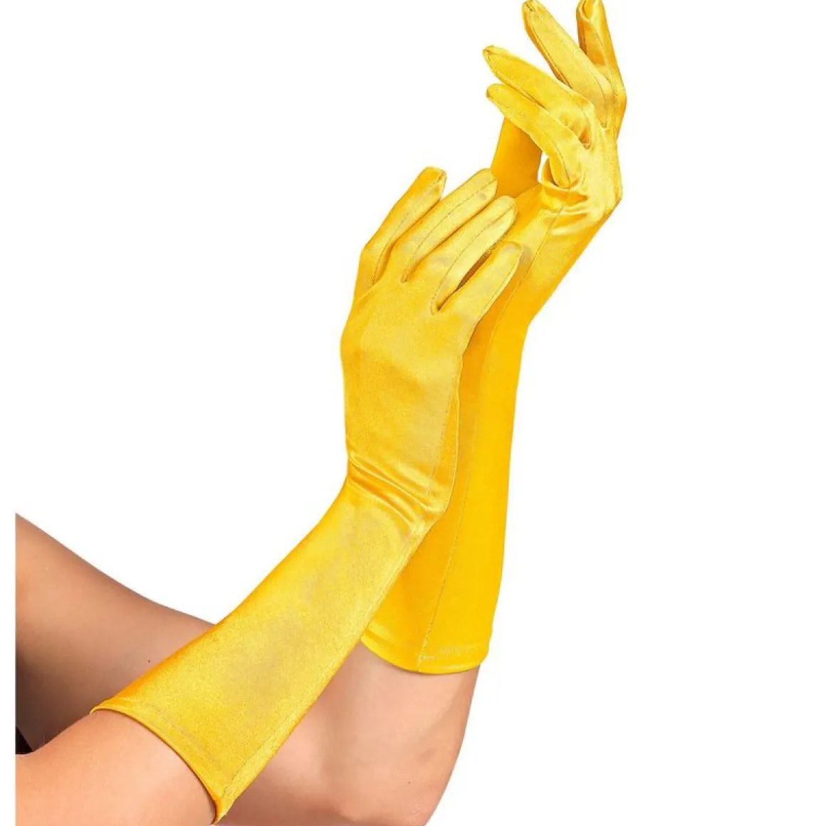 Lange Satinhandsker Gul
