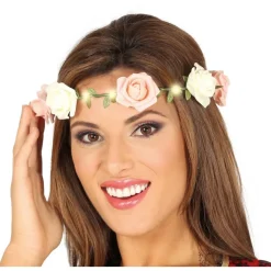 LED Blomsterkrans Lyserød/Hvid