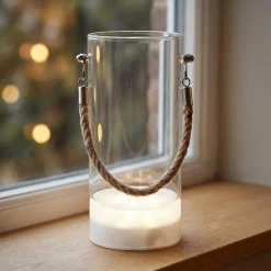LED Glaslanterne Med Jute