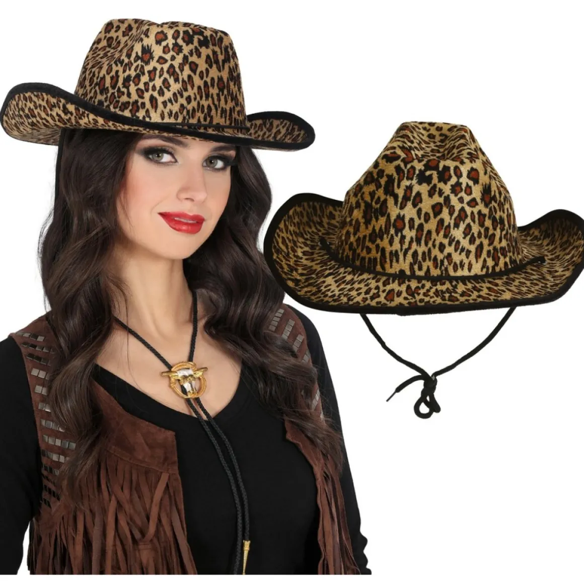 Leopard Cowboyhat Brun