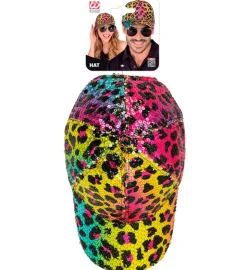 Leopard Paillet Kasket Regnbue